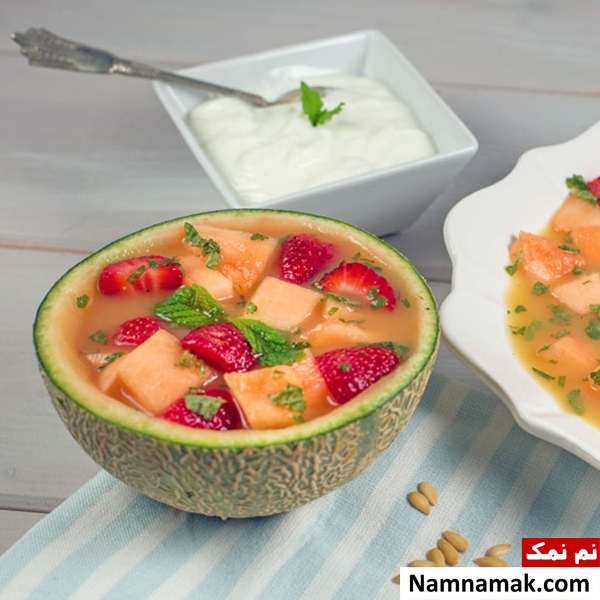 دسر توت فرنگی و طالبی