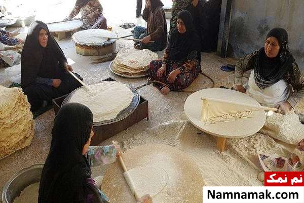 پخت نان محلی از مراسم ازدواج در تاکستان