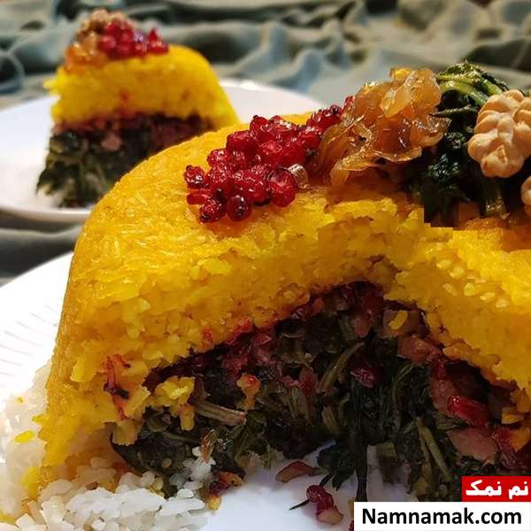 دستور تهیه ته چین آلو اسفناج با مرغ