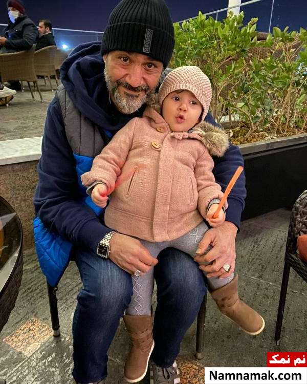 عکس خانوادگی مهران غفوریان با همسر و فرزندانش مهران غفوریان و دخترش هانا