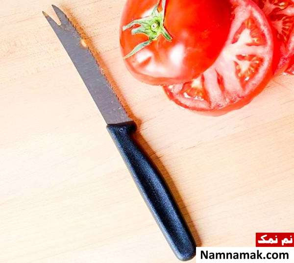 معرفی کامل انواع چاقوی آشپزخانه و کاربرد آنها لبه های دندانه دار چاقوی گوجه فرنگی