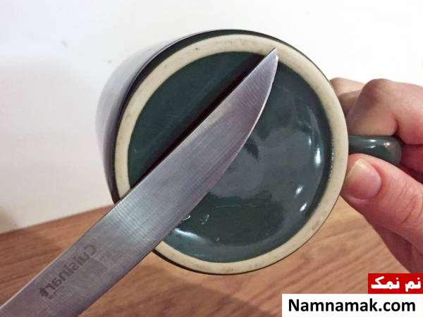 آموزش ساده تیز کردن چاقو با لیوان