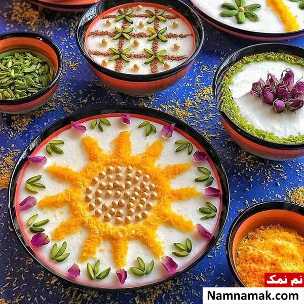 تزیین گل روی شیر برنج