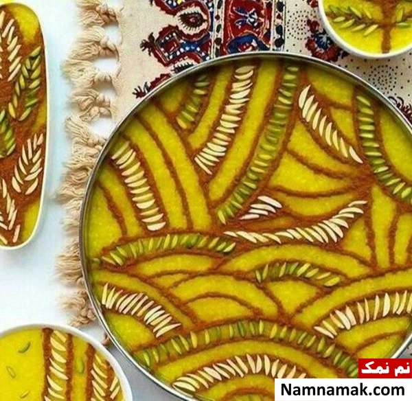 تزیین شله زرد با طرح گل