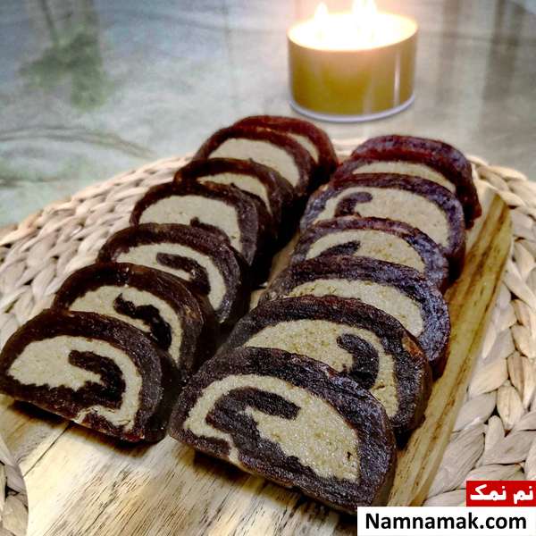 رولت خرمایی با گردو طرز تهیه رولت خرما و گردو مقوی و فوق العاده خوشمزه