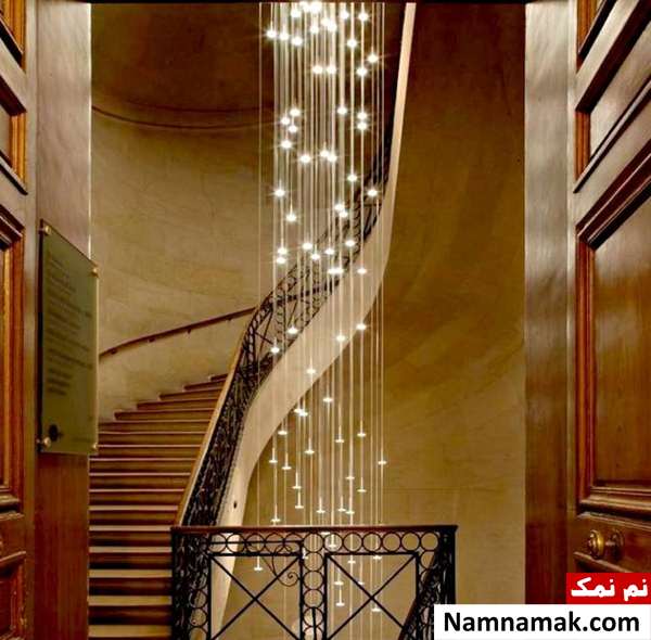 دکوراسیون و نورپردازی مدرن راهرو و راه پله دکوراسیون و نورپردازی با چراغ های آویز