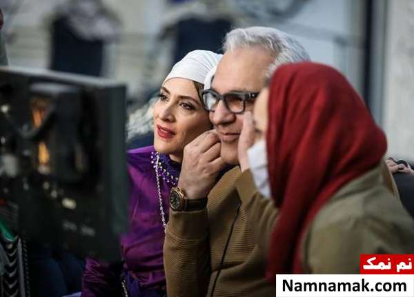 ویشکا آسایش و مهران مدیری در پشت صحنه سریال دراکولا