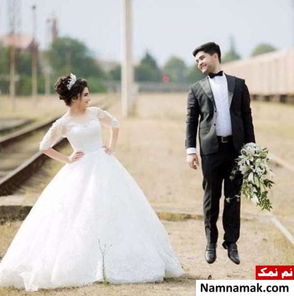 ژست عکاسی عروس و داماد فیگور ایستاده عروس و داماد