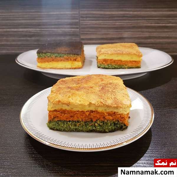 طرز تهیه کوکوی سه رنگ مجلسی ویژه افطاری