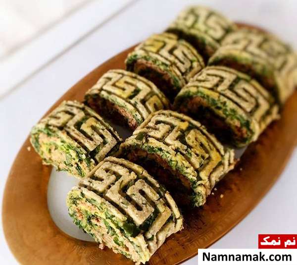 طرز تهیه کوکوی دو رنگ رولتی مجلسی و خوشمزه کوکو دو رنگ رولتی مجلسی و خوشمزه