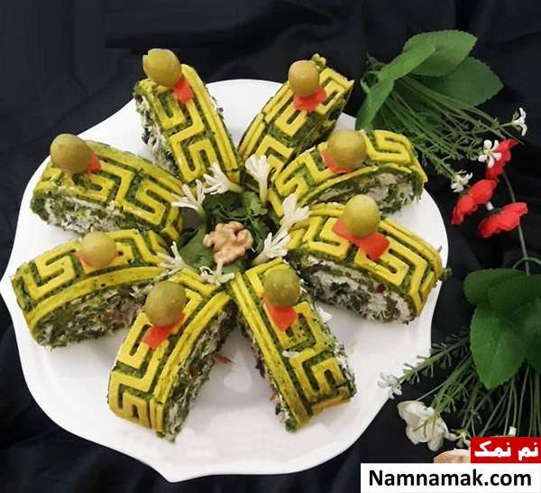 طرز تهیه کوکوی دو رنگ رولتی مجلسی و خوشمزه کوکو دو رنگ رولتی مجلسی و خوشمزه