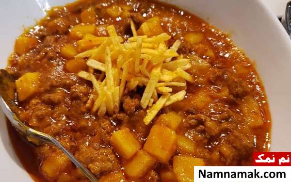 خورشت گوشت چرخ کرده با سیب زمینی