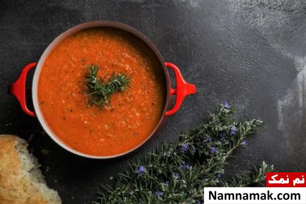 آموزش دستور پخت سوپ گوجه فرنگی و ریحان
