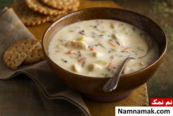 طرز تهیه سوپ مجلسی مرغ با جو و خامه