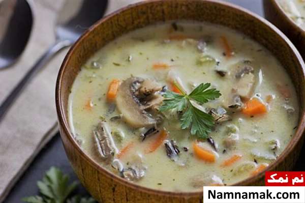 طرز تهیه سوپ جو و قارچ یا سوپ سفید رستورانی