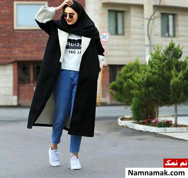 ست پیشنهادی با مانتو مشکی بلند ، کوتاه و جلوباز