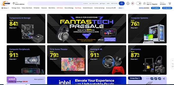 سایت www.newegg.com  ،   شناخته شده به عنوان خرده فروشی آنلاین  ،   در واقع نقش یک مارکت پلیس نیز ایفا می کند و به فروشندگان ثالث امکان می دهد که محصولات خود را در پلتفرم Newegg عرضه کنند.