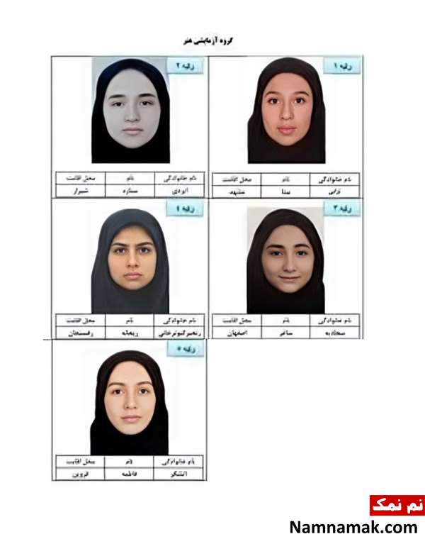 اسامی 5 نفر برتر گروه هنر