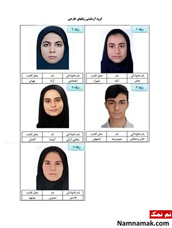 اسامی 5 نفر برتر گروه زبان های خارجه