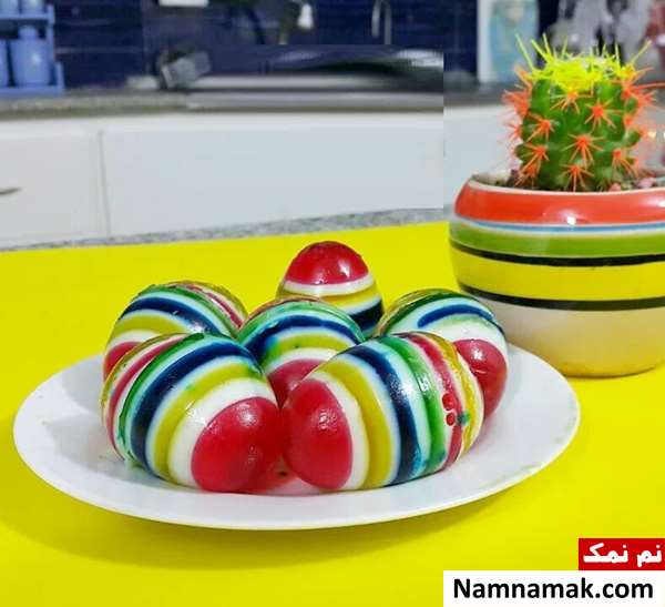 ژله تخم مرغی رنگارنگ