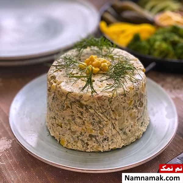 سالاد مرغ و سیب زمینی با شوید