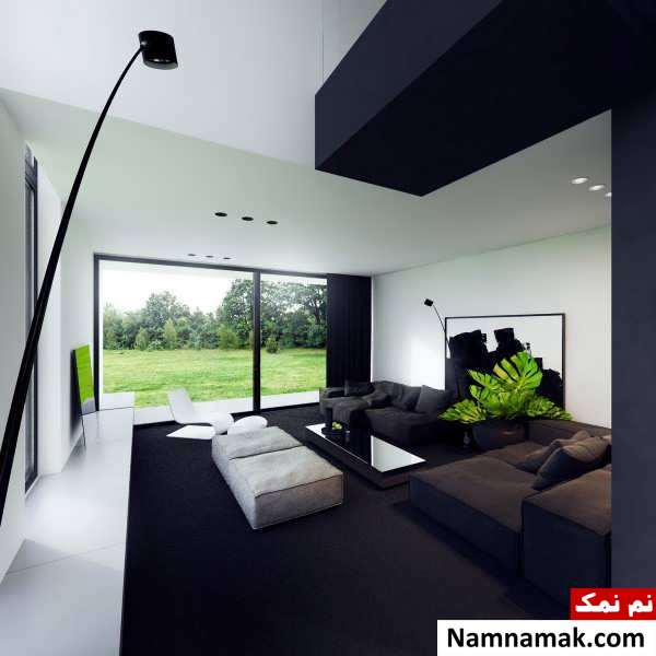 دکوراسیون داخلی تیره سالن پذیرایی 