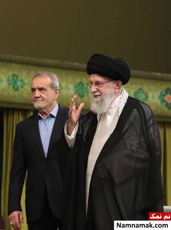 زندگینامه آیت الله سید علی خامنه ای و همسرش آیت الله علی خامنه ای و مسعود پزشکیان