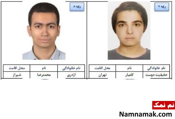 اسامی 10 نفر برتر رشته ریاضی