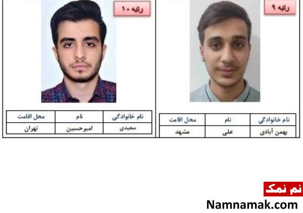 اسامی 10 نفر برتر گروه علوم انسانی
