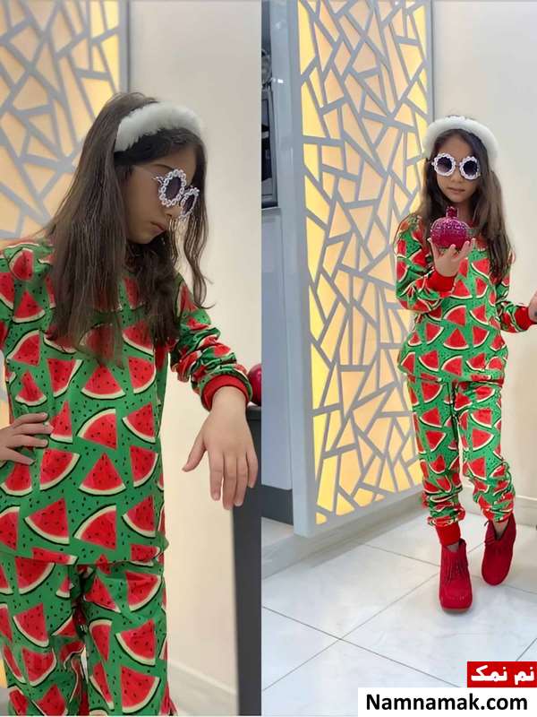 مدل لباس هندوانه ای برای شب یلدا