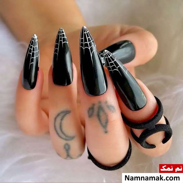مدل لاک ناخن هالووین با دیزاین ترسناک