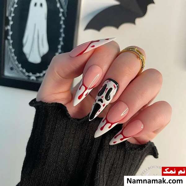 مدل لاک ناخن هالووین با دیزاین ترسناک