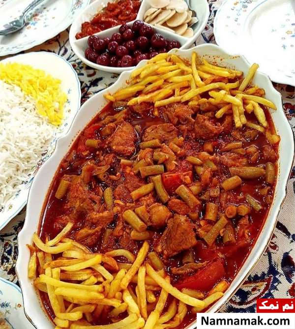 خورش لوبیا سبز با آلو