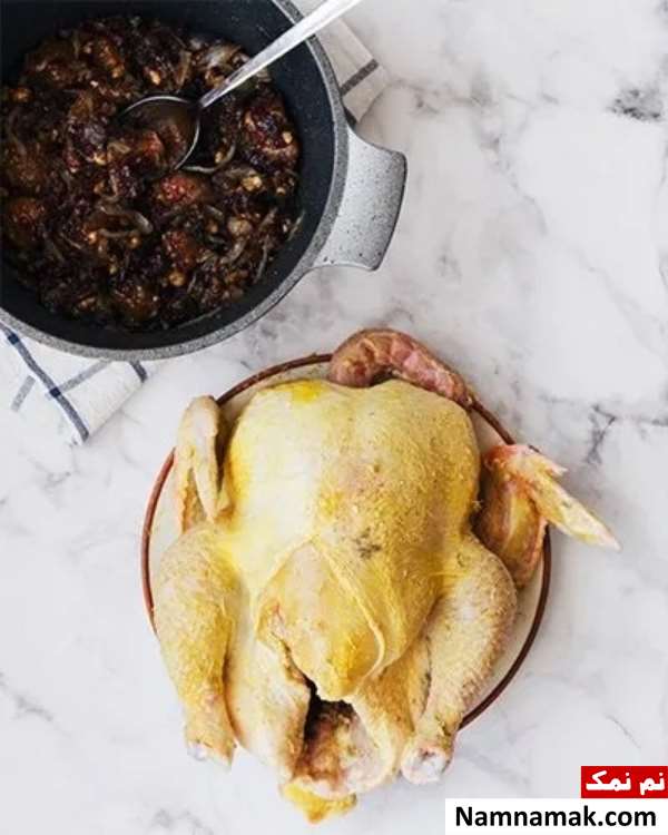 طرز تهیه مرغ شکم پر