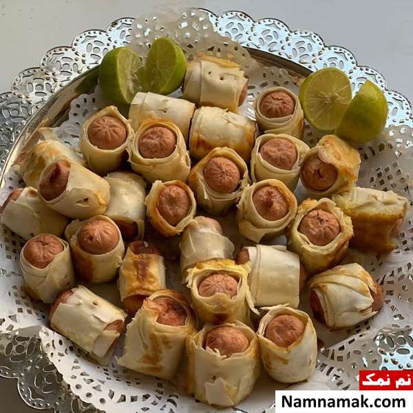 رول سوسیس با خمیر یوفکا