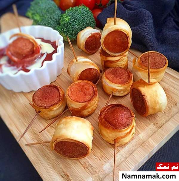 رول سوسیس با خمیر یوفکا