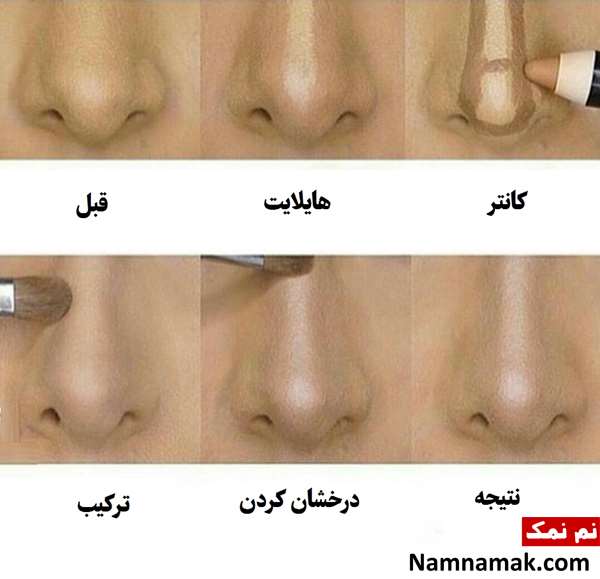 آموزش گریم گونه و بینی با رژگونه و کانتور