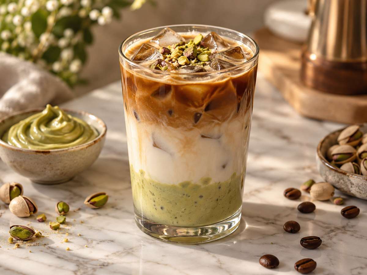 طرز تهیه آیس لته پسته چه قهوهای برای آیس لته پسته مناسبتر است؟