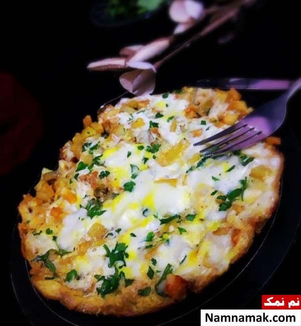 غذا با سیب زمینی و پنیر ورقه ای