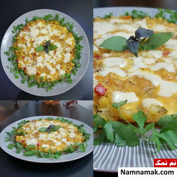 غذا با سیب زمینی و پنیر ورقه ای