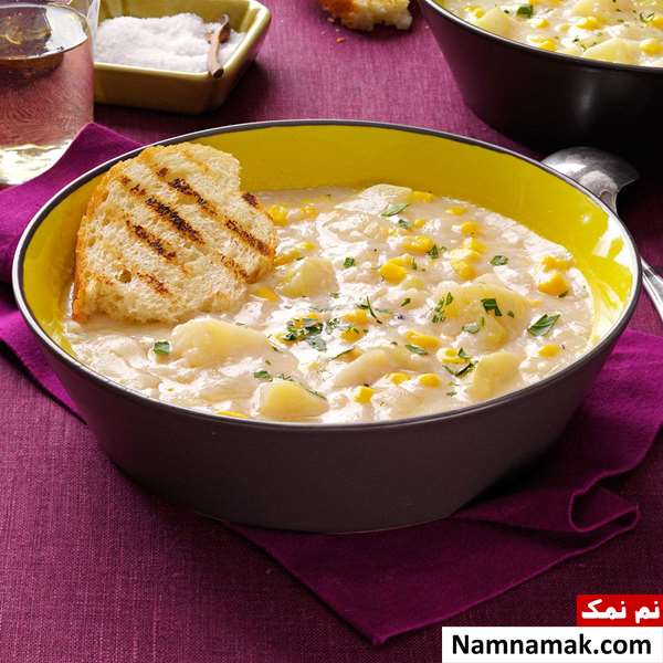 سوپ ذرت و سیب زمینی