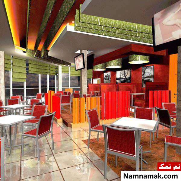 دکوراسیون فست فود با تم قرمز