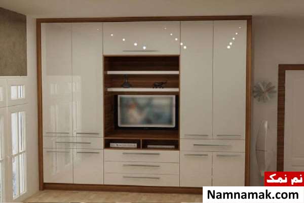 مدل های کمد دیواری با میز آرایش و کتابخانه آینه دار مدرن و شیک