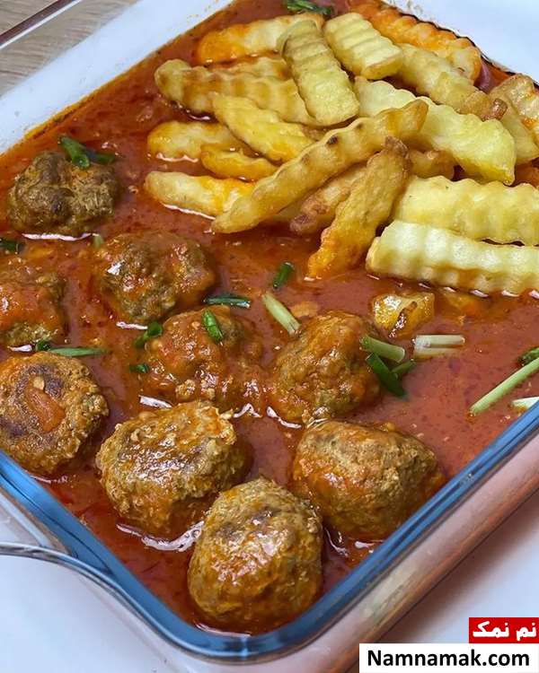کوفته قلقلی با سیب زمینی سرخ شده