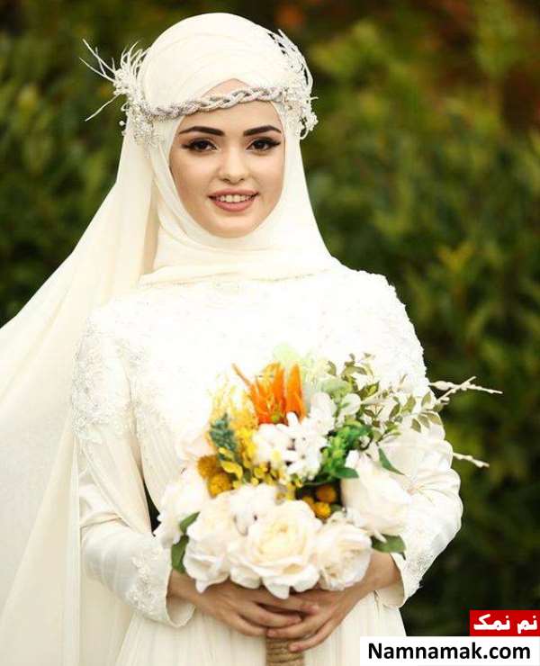 تاج گل عروس با حجاب