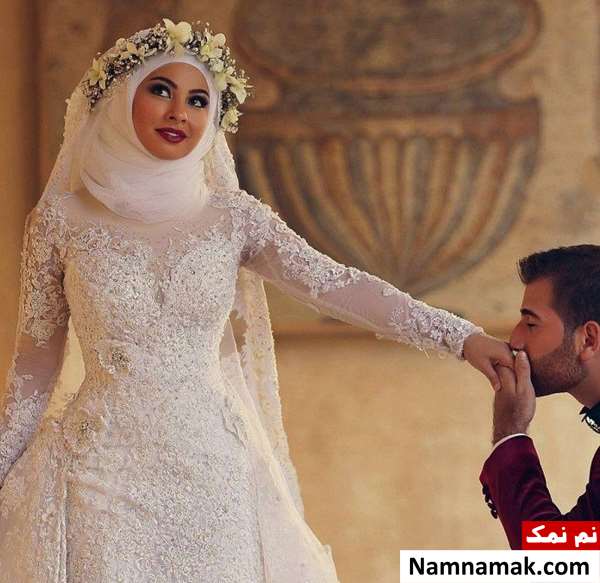 تاج گل عروس با حجاب
