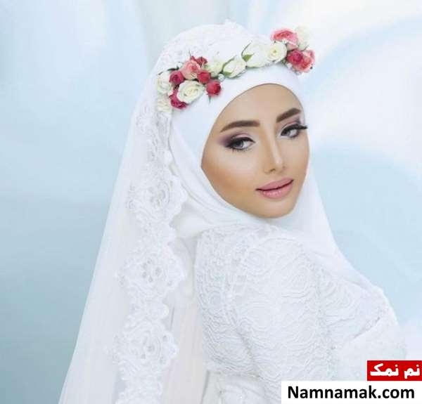 تاج گل عروس با حجاب