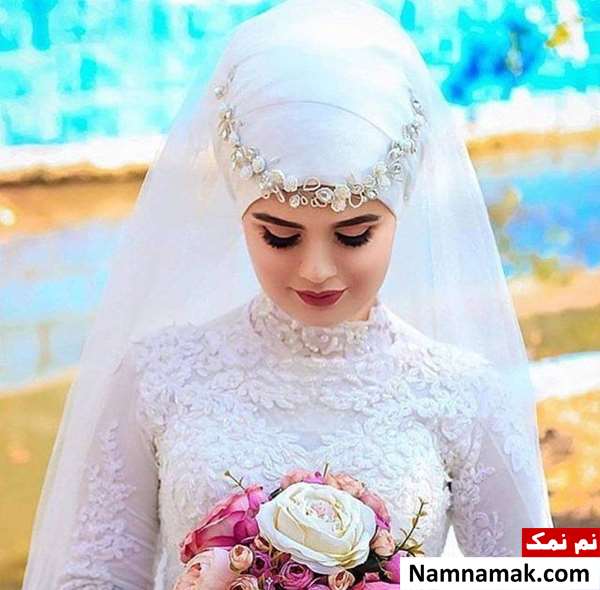 تاج گل عروس با حجاب