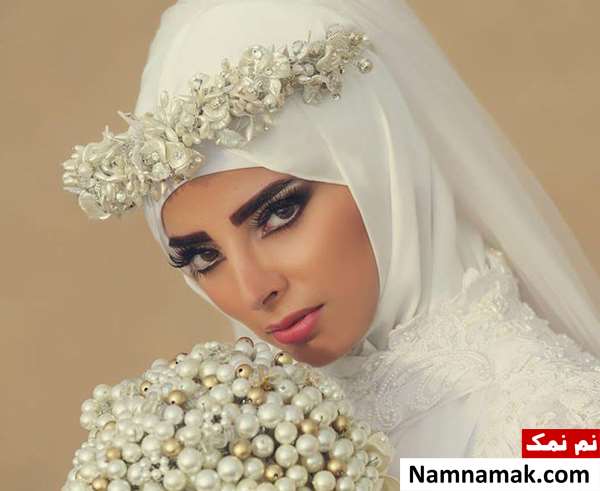 تاج گل عروس با حجاب