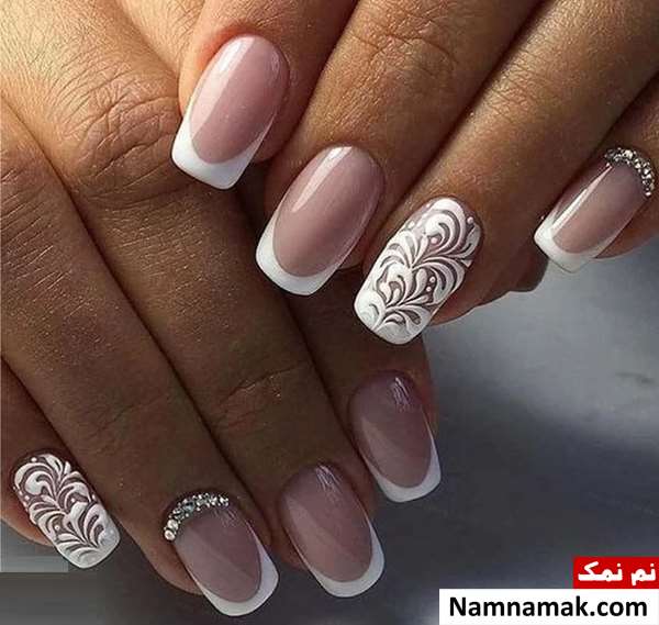 طراحی ناخن برای عروس ساده و شیک